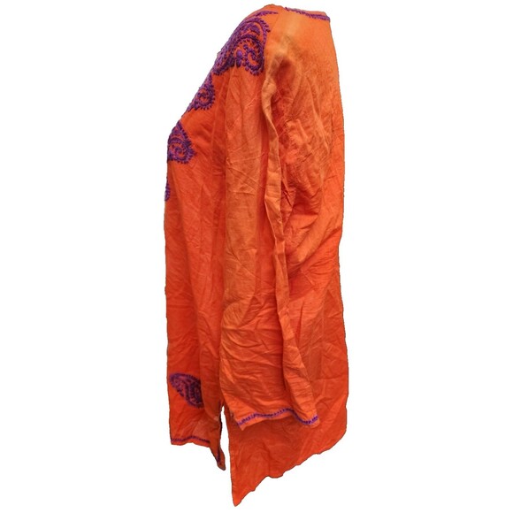 Kikisol Cotton Hippie Top Embroidered Orange Boho Size XL - Picture 7 of 11